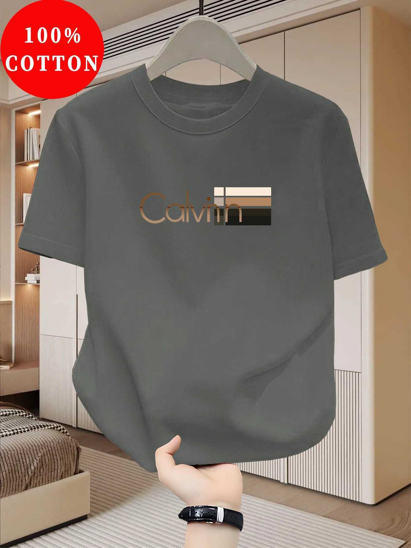 T-Shirt, 100% Combed Cotton with Gradient Color Block Logo, Classic Crew Neck Casual Tee for Smart & Daily WearT260225