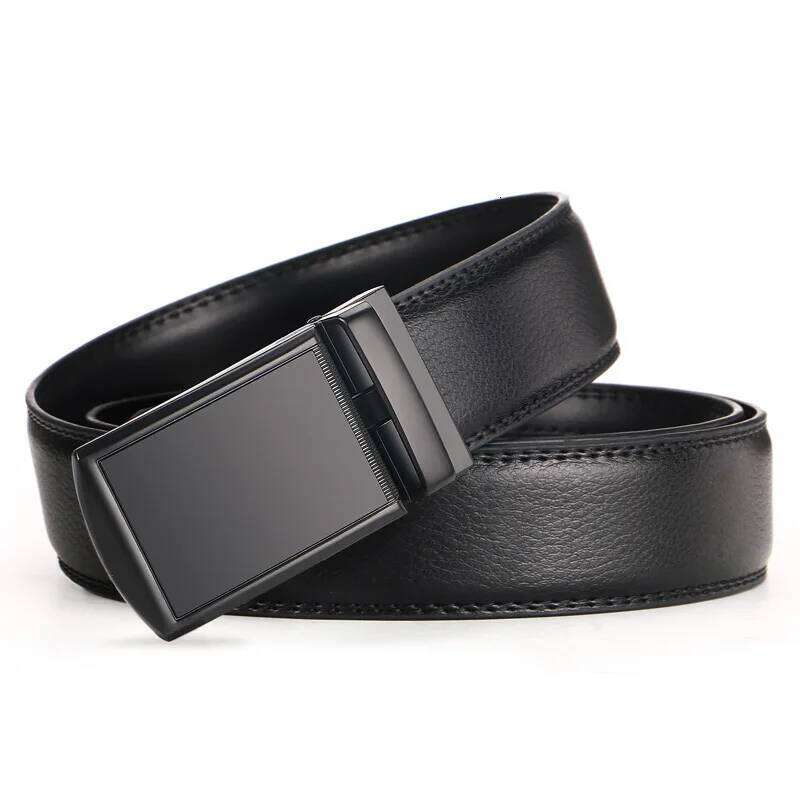Genuine Belt Metal Automatic Buckle Ratchet Cowskin Jeans Leather Strap Belts for Men Pants Waistband Y260225