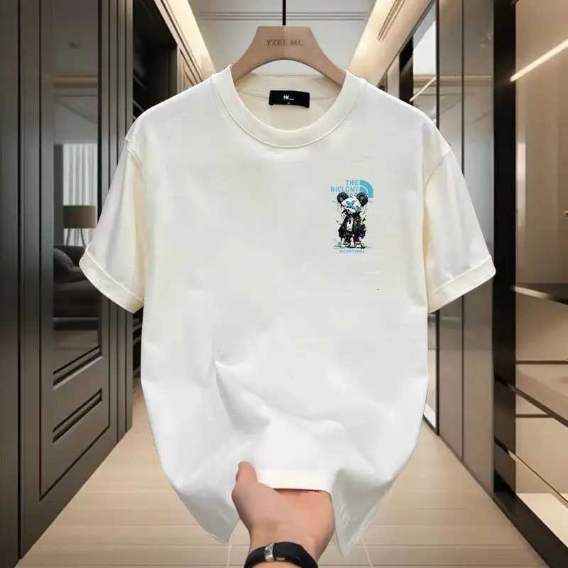 Men's Cyber Mechanical Bear Print T-shirt Cotton Loose Crew Neck Short SleeveT260225