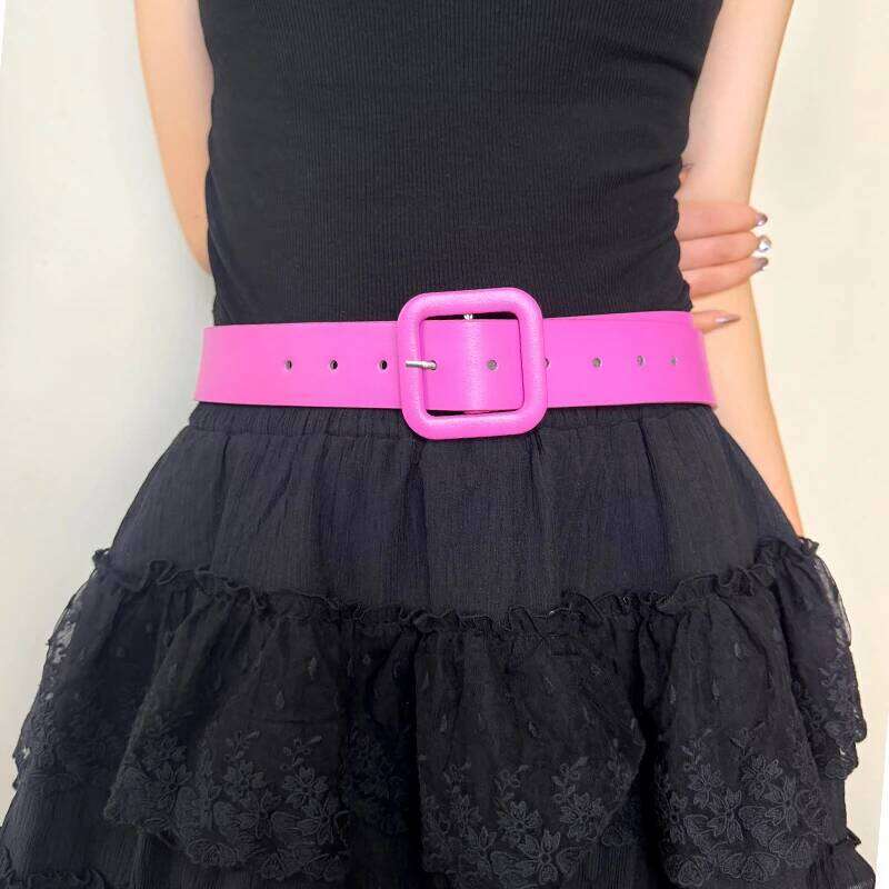 Y2k Pink for Women 2024 New Square Buckle Belt Dopamine Spicy Girl Decoration with Skirt Versatile Trend Y260225