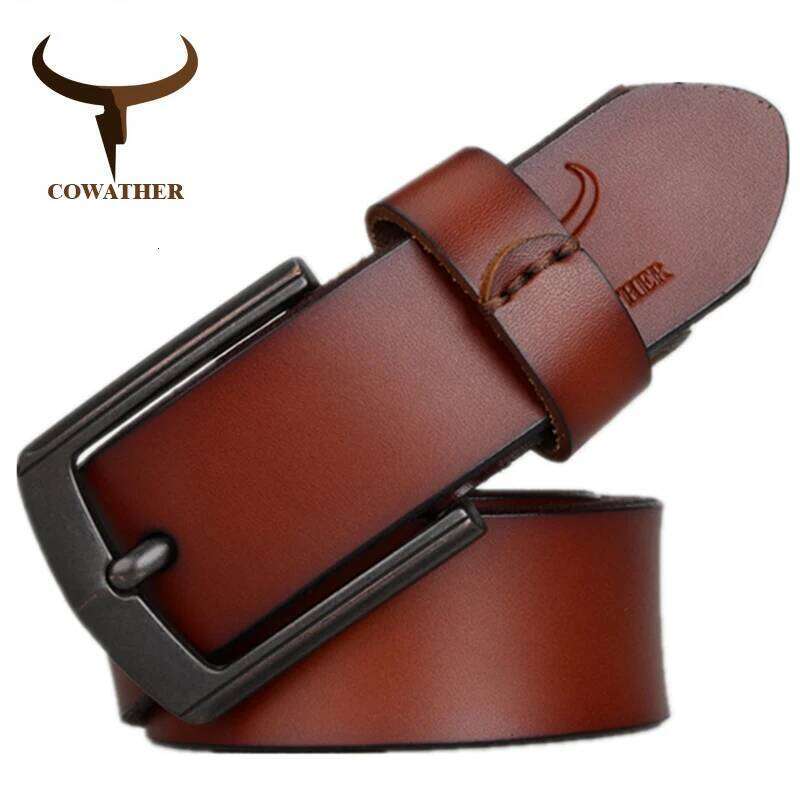 COWATHER new cow genuine leather mens belt for men high quality vintage style 100-130cm male strap ceinture homme Y260225