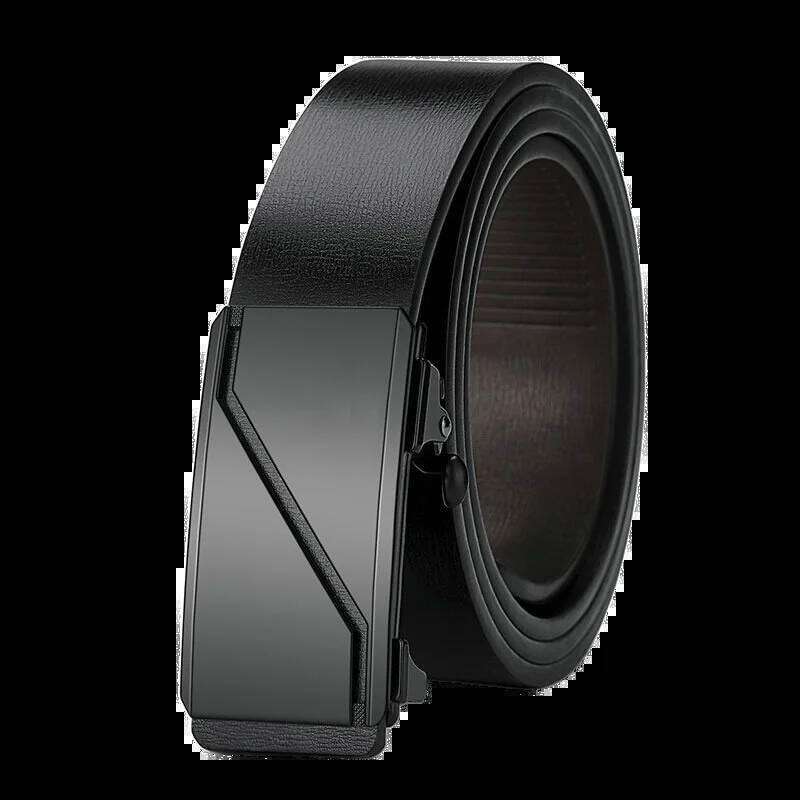 Classic Men's Belt Automatic Buckle Simple Style Business Work Popular Casual Strap Party Accessories Y260225