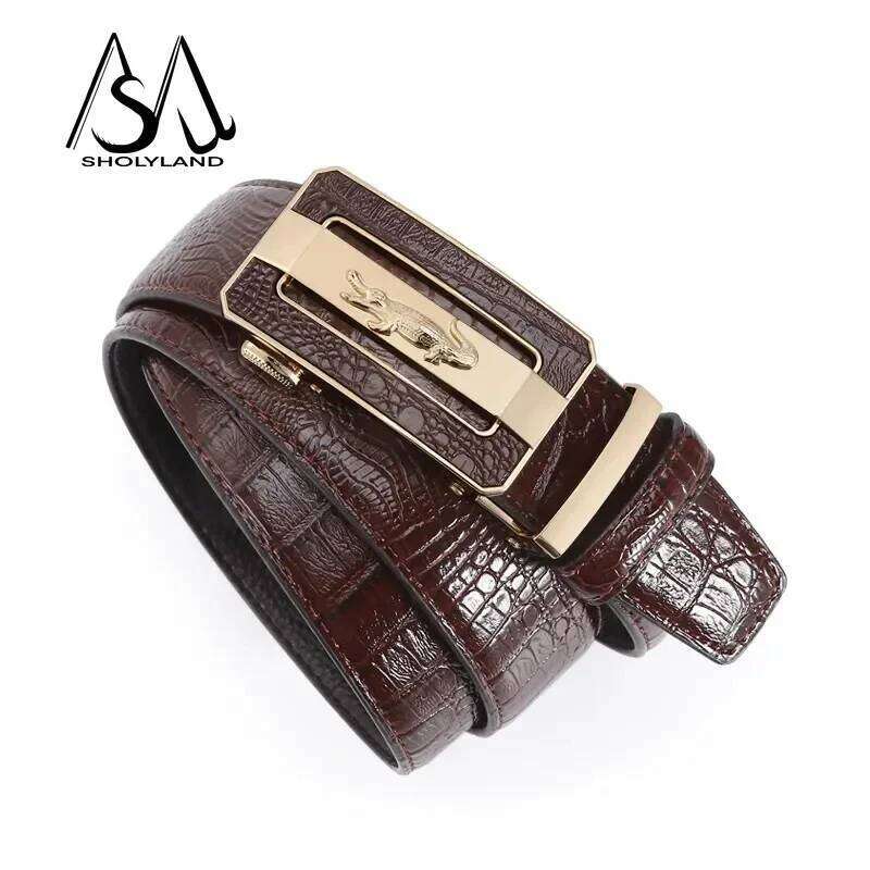 Fashionable Crocodile Alloy Buckle Versatile Durable Paired with Business Suit Pants and Men's Belt Y260225