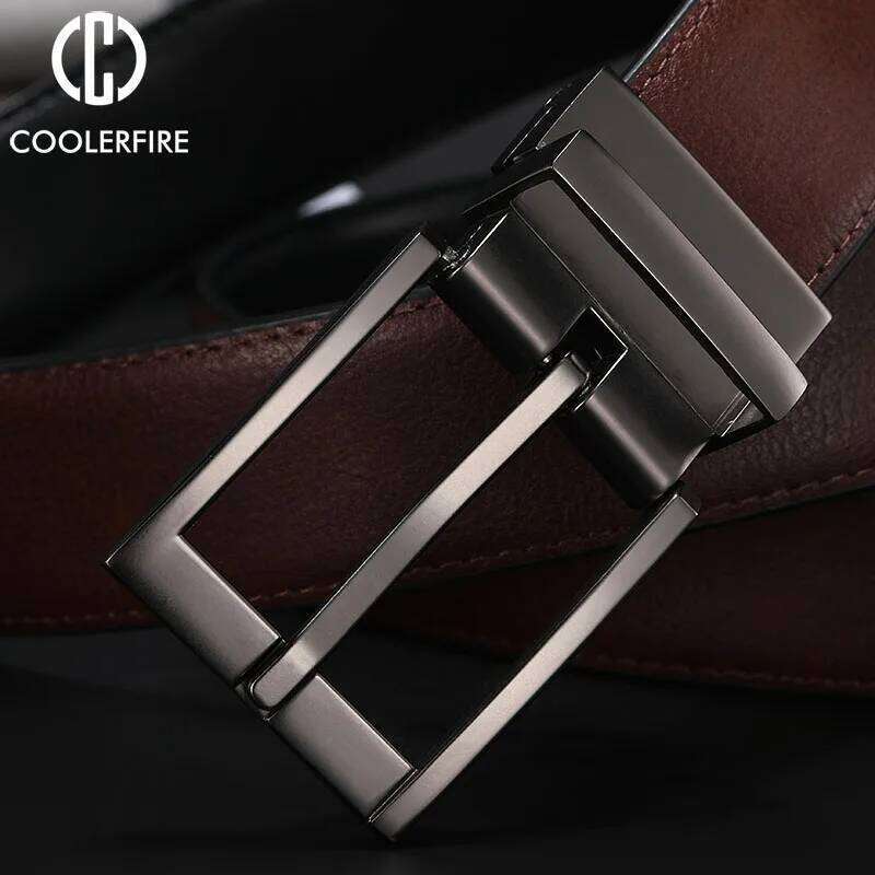Business Dress Belts for Men Genuine Leather Reversible Buckle Brown and Black Belt HQ110 Y260225