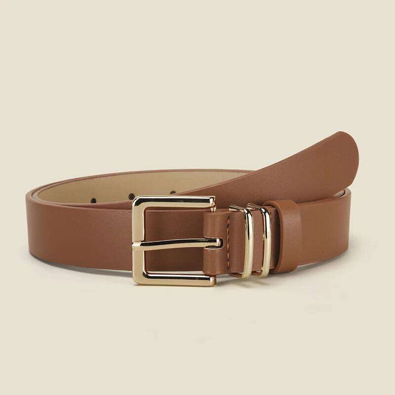 Fashion Alloy Pin Personalized Square Buckle PU Belt Simple Women's Matching Windbreaker Skirt Y260225