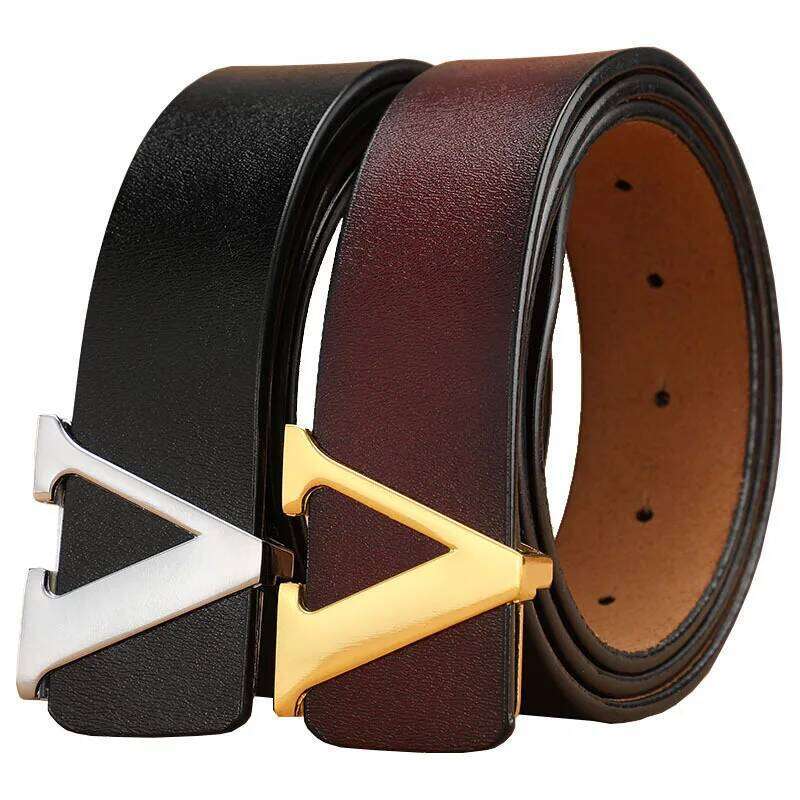 New Retro Smooth Buckle Men's Oversized Leather Pure Cowhide Letter Belt Designer Belts Men High Quality Y260225