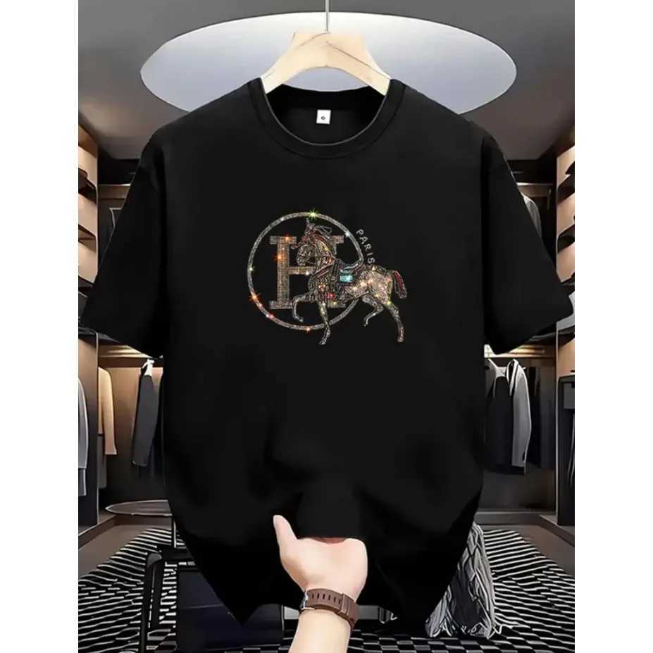 T-shirt Women Men Round Print Casual Summer Cotton Regular Crew Neck Short SleeveT260303
