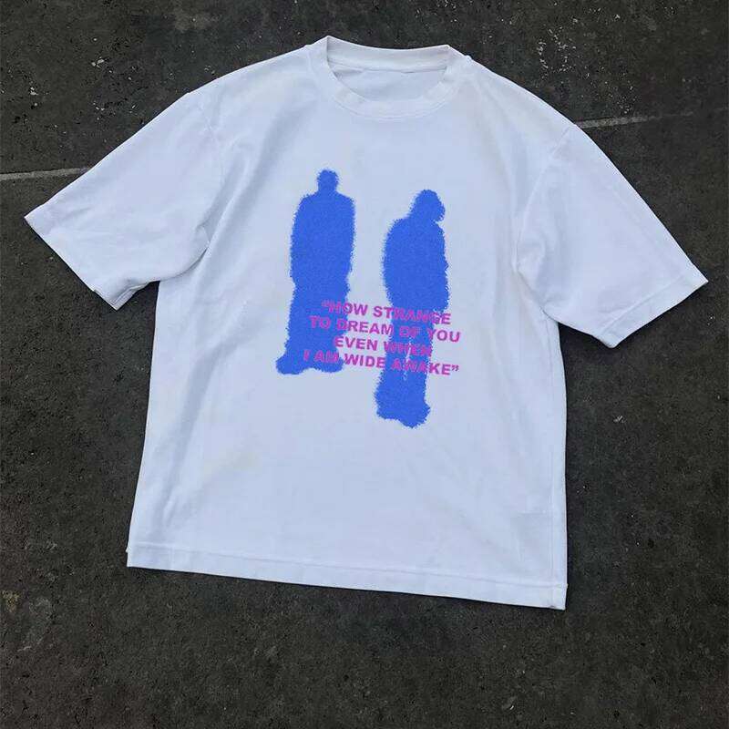 Men's Harajuku Shadow graphic cotton oversized top retro short-sleeved Tshirt summer street Korean fashion Y2k clothing C260225