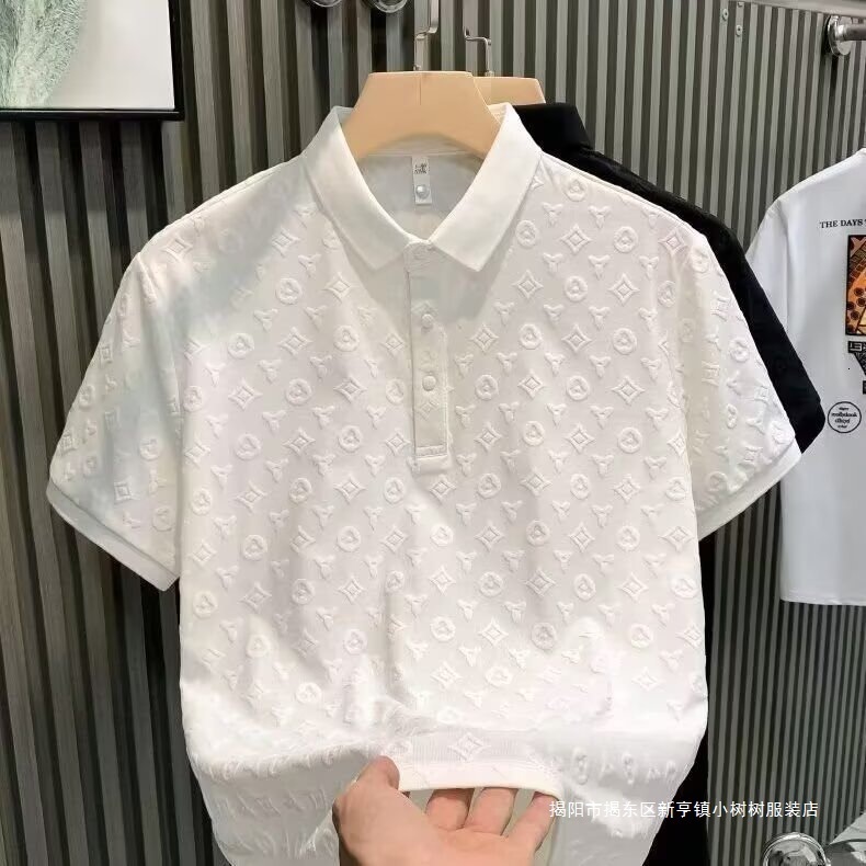 Luxury Brand Designer Clothes 2025 Summer New Fashion Slim Fit Short Sleeve Polo Shirt Men's Light Luxury High-End Turn-Down Collar Half Sleeve T