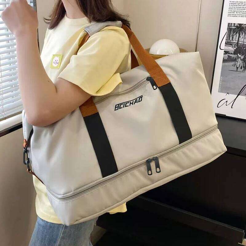 Large Capacity Travel Bag, Dry Wet Separation Design, Foldable Waterproof Gym Bag,Shoe Compartment, Ideal for Outdoor Activities Y260225