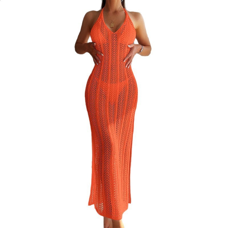 Trendix Knit Backless Dress For Women V Neck Slim Sleeveless Suspender Maxi Dress Vacation Sexy Beach Knitted Elegant Long Dress 250826