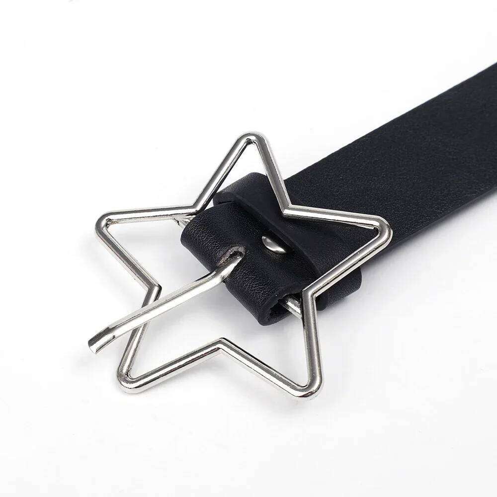 Star Eye Rivet Goth Double Pin Buckle Man/woman Fashion Casual Punk Style Pu Leather Waistband for Jeans Y2K Belt Y260225