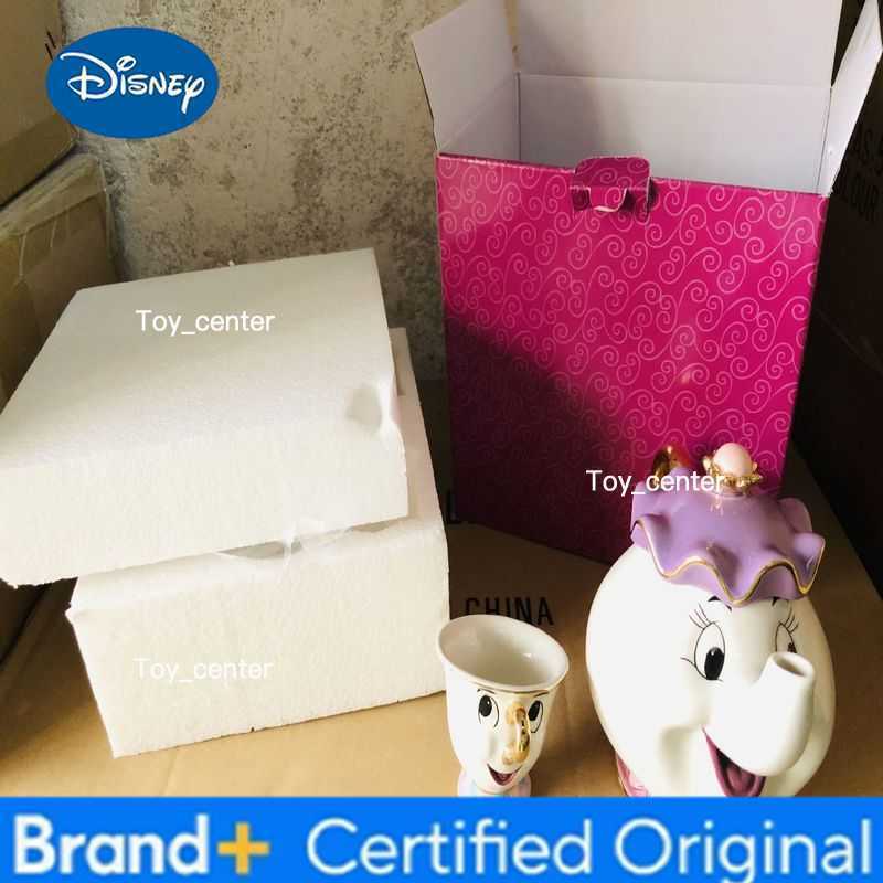 Disney Beauty and the Beast Mrs Potts Ceramic Teapot Chip Teacup Cartoon Character Set Home Decor Gift for Kids Fans H2602251