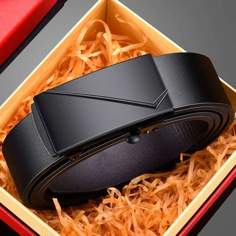 Fashion Simple Business Automatic Buckle High-quality Men's PU Belt Suitable For Formal Occasion Clothing Accessories Y260225