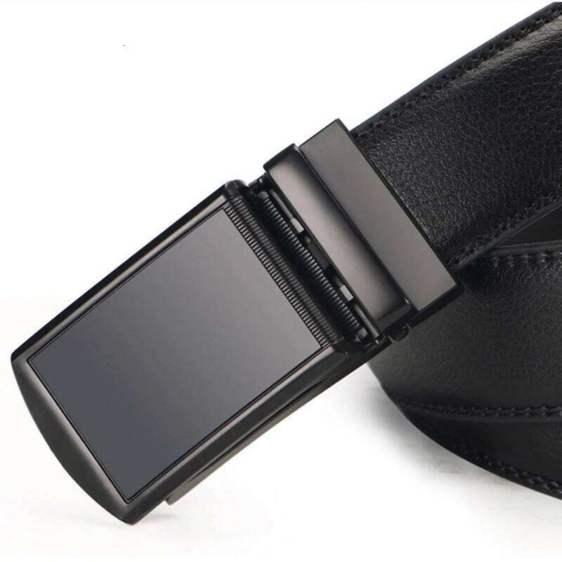 Genuine Belt Metal Automatic Buckle Ratchet Cowskin Jeans Leather Strap Belts for Men Pants Waistband Y260225