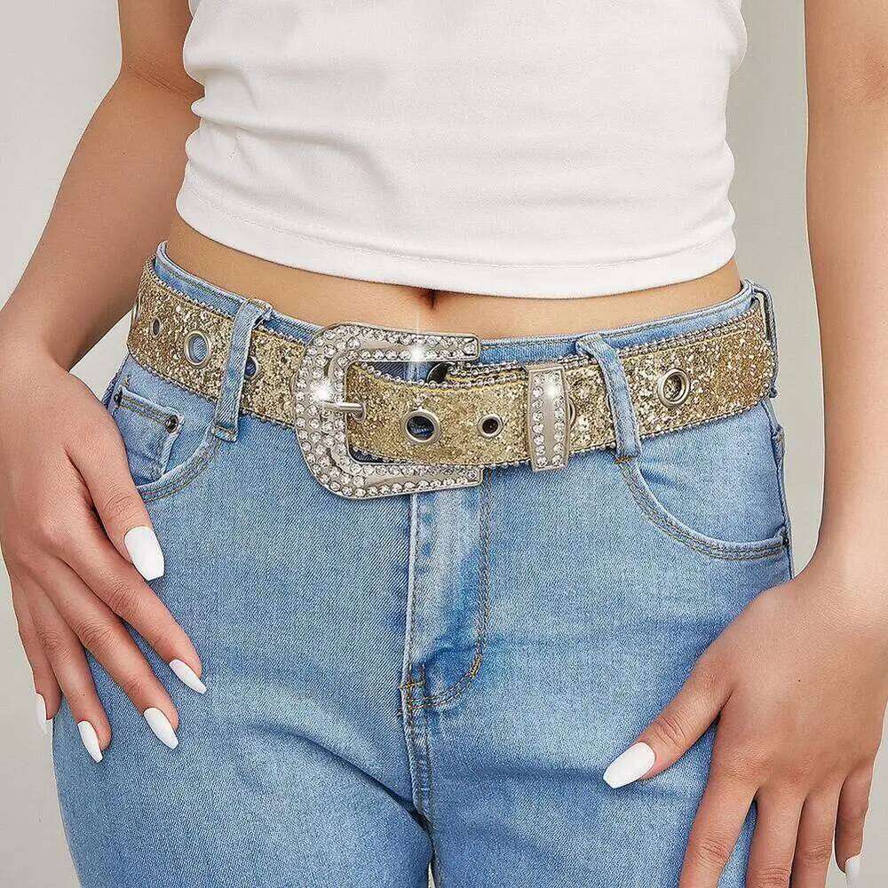 M2EA Goth Women PU Leather Strap rhinestone Belts Western Cowboy Y2K Girls Fashion Belt for Jeans Men Y260225