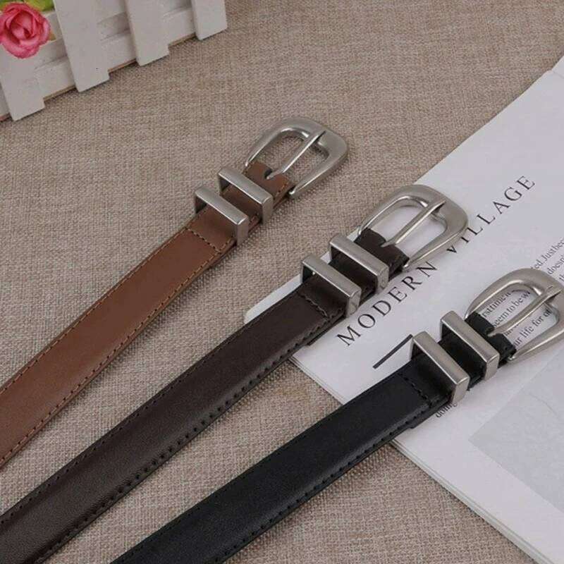 Unisex Vintage Genuine Leather Cowskin Waistband Black with Silver Buckle Men and Women Fashion Belt for Jeans Pants Y260225