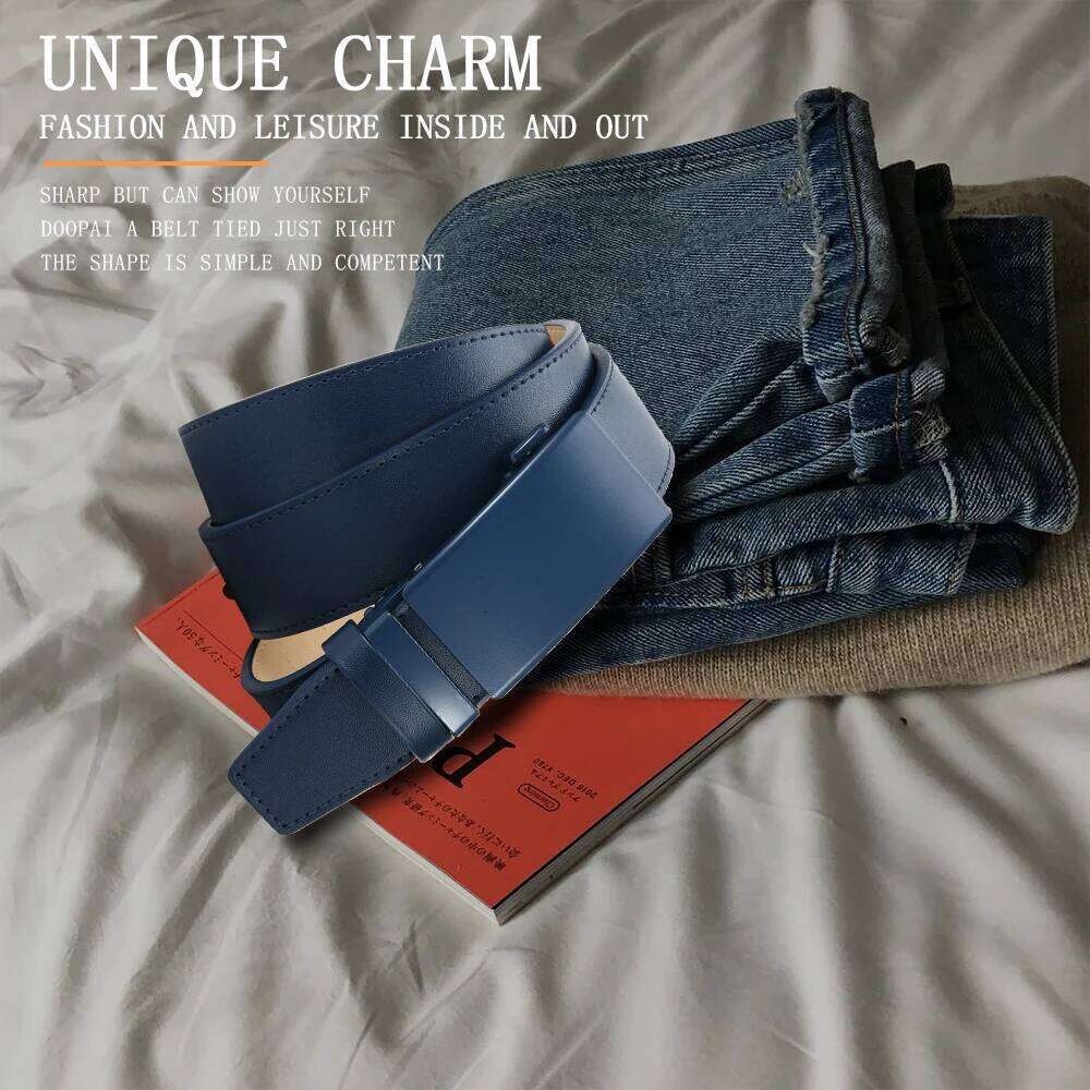 High-quality Buckle Jeans Cowhide Casual Business Denim Belt Men's Fashion Designer 2025 New Style Y260225
