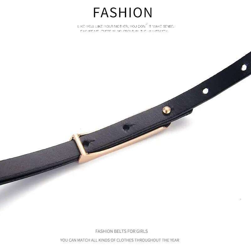 Women's Fashion Elegant Skinny Slim Genuine Leather Belts Waistband Thin Waist Belt With Gold Color Alloy Buckle Y260225