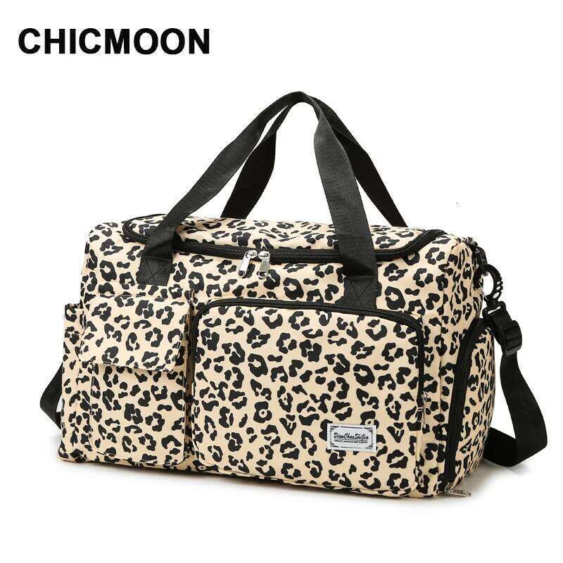 Travel Women's Handbag Leopard Zebra Print Waterproof Large Size Luggage Fitness Dry Wet Separation Duffle Weekend Bag Y260225