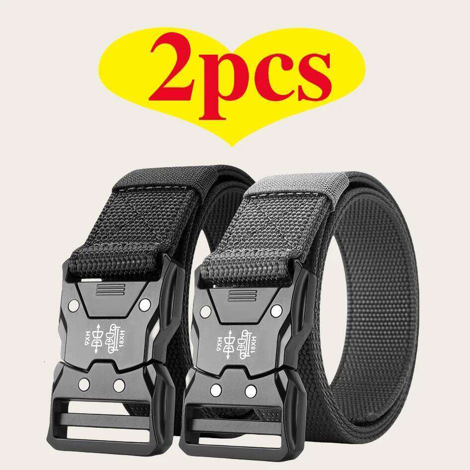 Two pieces of men's outdoor sports training fashionable and versatile trend belt, quick release symmetrical buckle belt Y260225