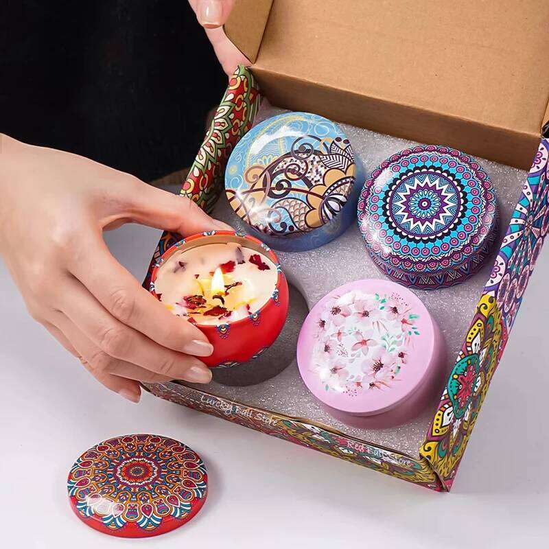 4PCS Scented Islamic Arabian Patterns Aromatherapy Candle Jar for Yoga SPA Relaxing Valentine's Day Anniversary Gift H260225