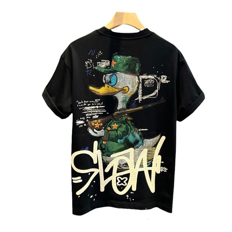 2026 New Designer Trendy Cartoon Print Short-sleeved T-shirt For Men Fashionable Outdoor Style With Various Designs Casual And Relaxed Round-neck Basi
