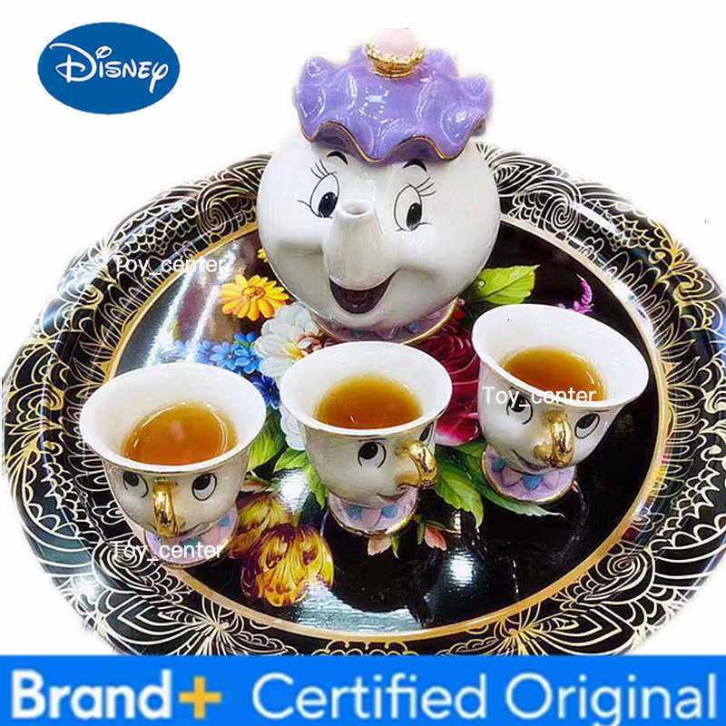 Disney Beauty and the Beast Mrs Potts Ceramic Teapot Chip Teacup Cartoon Character Set Home Decor Gift for Kids Fans H2602251