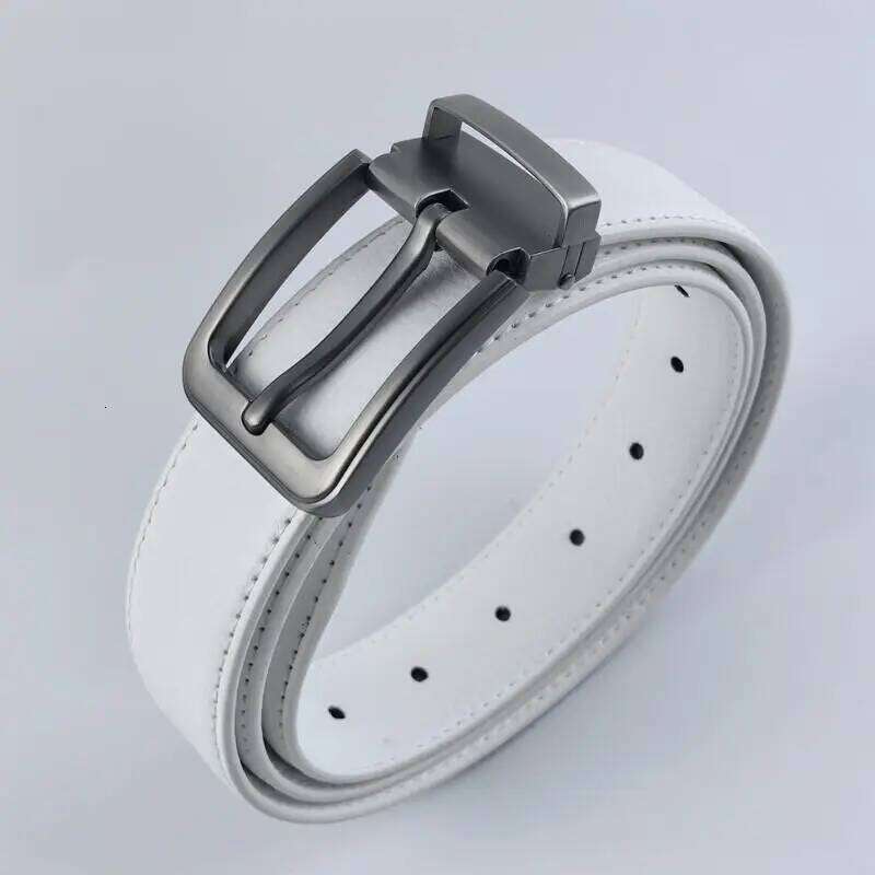 Korean version Golf white leather Pin buckle youth pants casual original belt for men and women Y260225