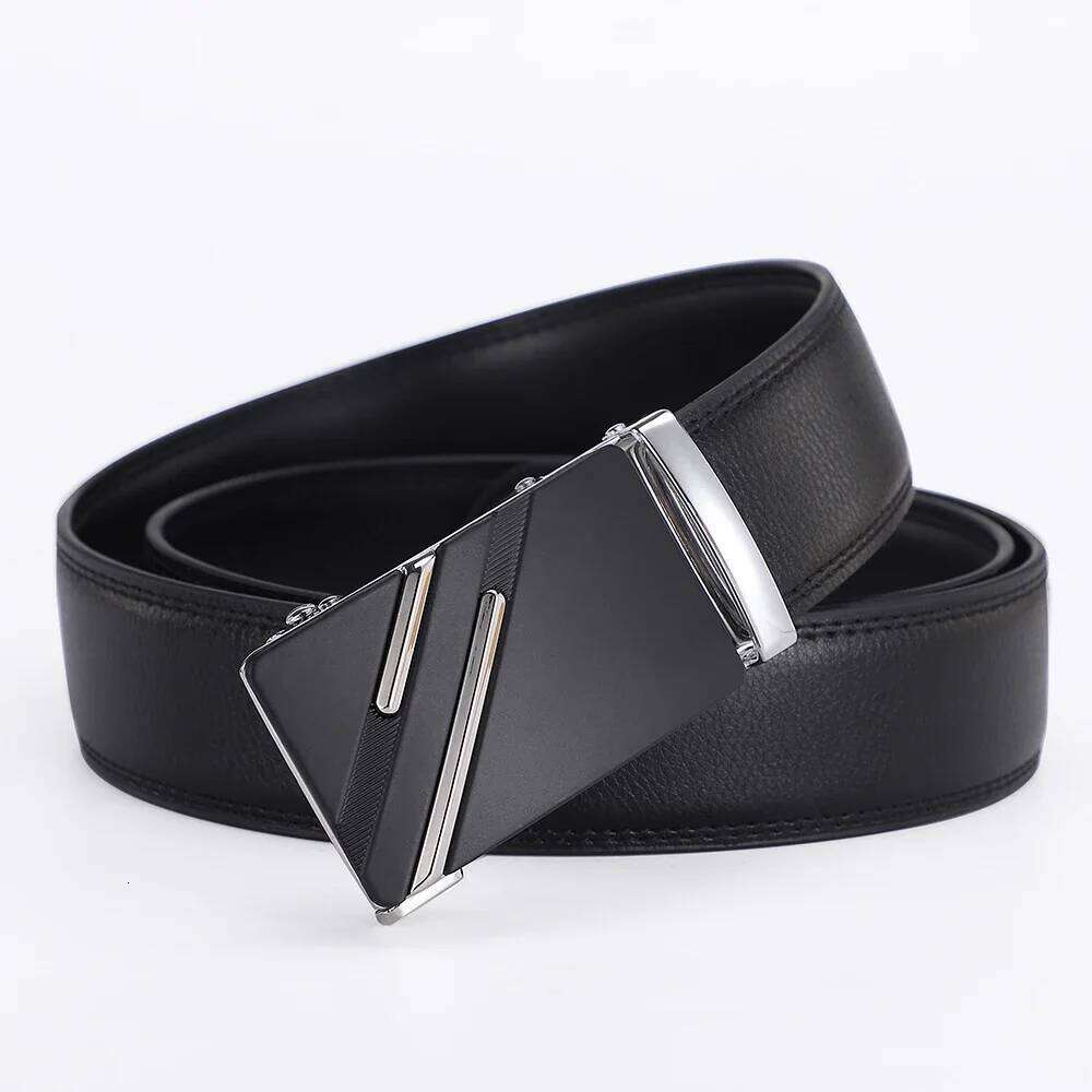 Men's Genuine Leather Ratchet Belt, Luxury Automatic Buckle, Adjustable Dress & Casual Belt in Black or Brown Y260225