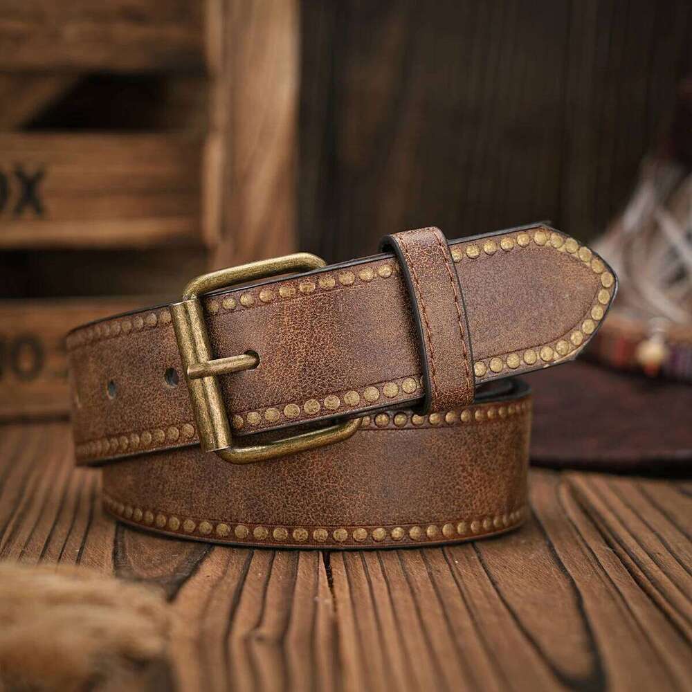A men's and women's retro metal buckle casual style multi-color PU belt suitable for daily leisure four seasons send punch nail Y260225