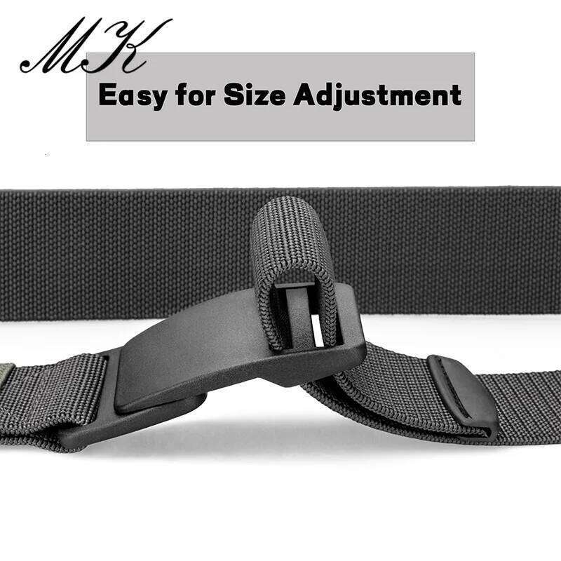 Maikun Large Size Fabric Men's Work No Hole Webbing Plastic Buckle Military Nylon Blend Web Belt Y260225
