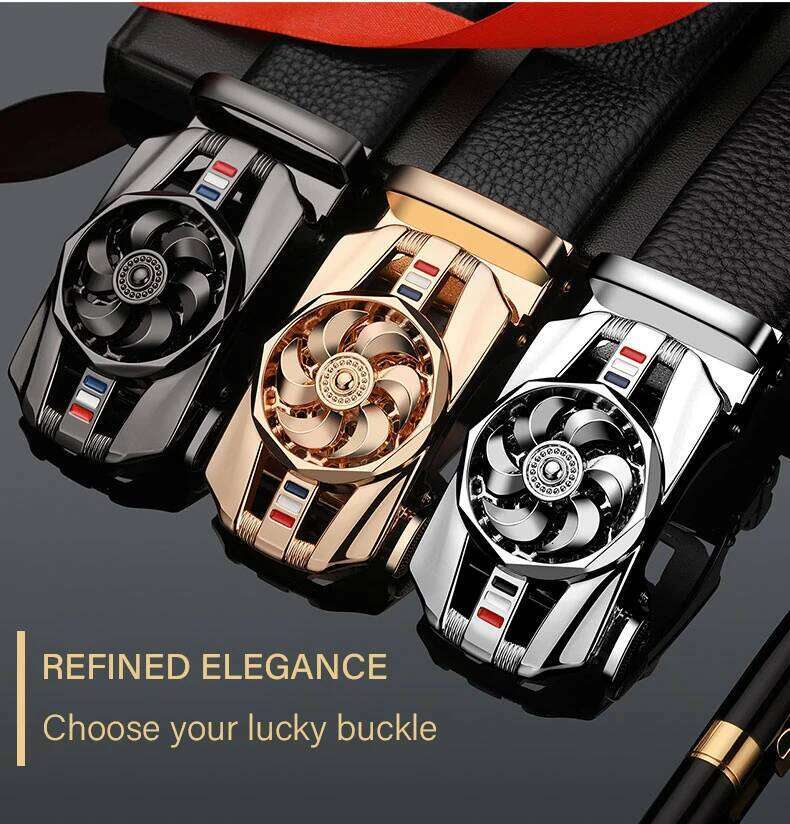 Mens Material Metal Rotatable Leather High Quality Men Business Belt Golden Waist Buckle Rhinestone De Y260225