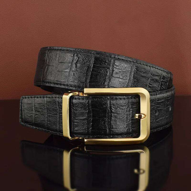 Cowhide Pin Men's Single Layer Perforated Waistband Brown Buckle Jeans Men Business Leather Belt Y260225