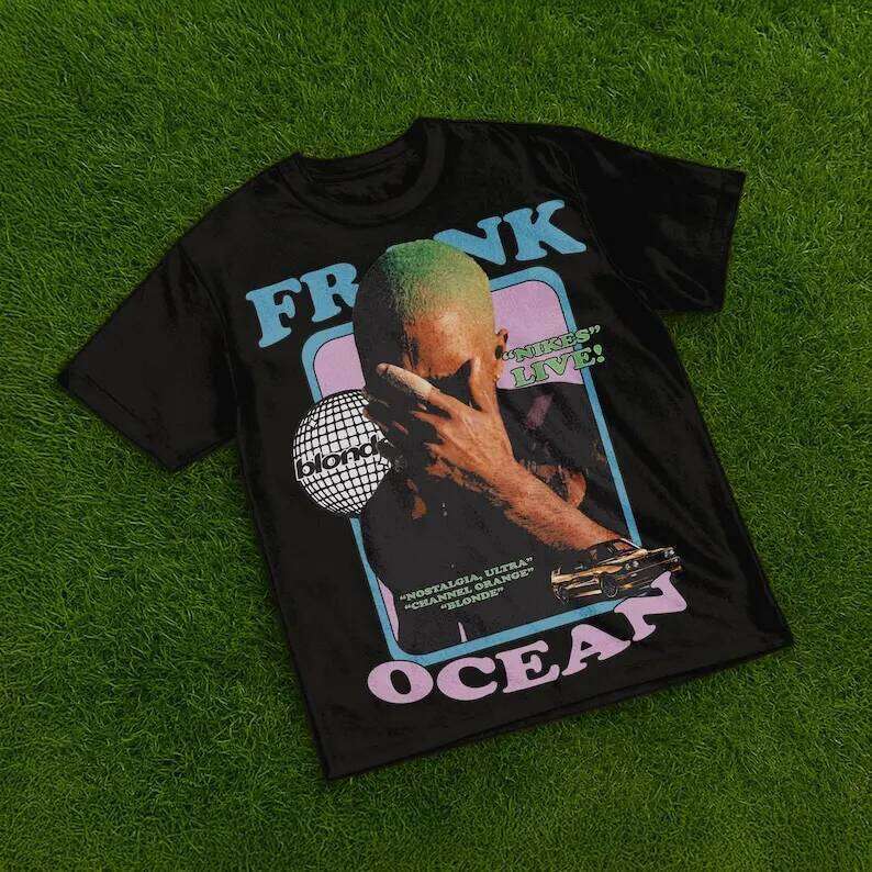 Rapper Frank Retro Graphic T Shirt Men's Hip Hop Ocean Album Clothing T-Shirts Y2k Unisex Blond Fashion Oversized Cotton T-shirt C260225