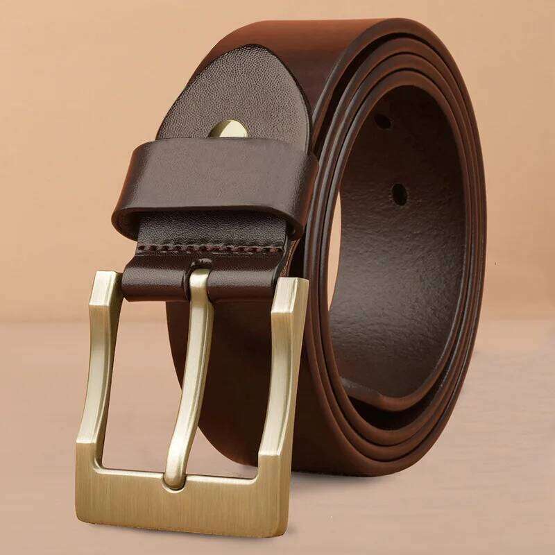 Men's Male Pure Cowhide, Genuine Leather Casual Pants Belt, Stylish Designer New Fashion Retro Pin Buckle, High Quality Y260225