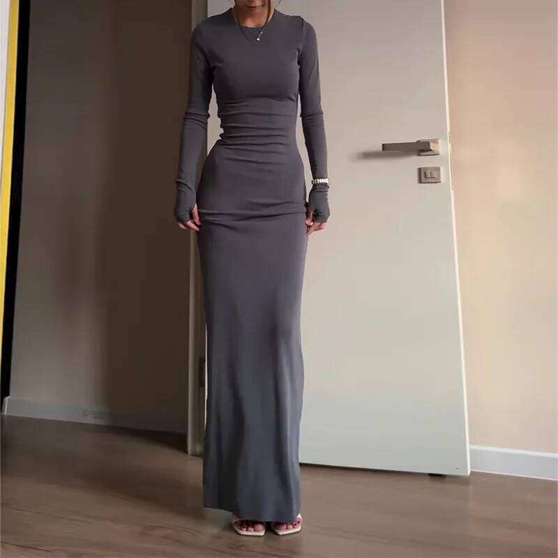 Women's Dress, Fashionable, Sexy, Tight Fitting, Hip Hugging, Comfortable, Solid Color, Long Style, Spring New Item XJ260225
