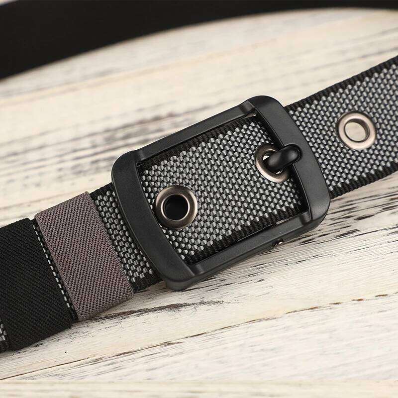 Men's canvas waistband with adjustable porous needle buckle belt, suitable for young and middle-aged casual wear, elongated Kore Y260225