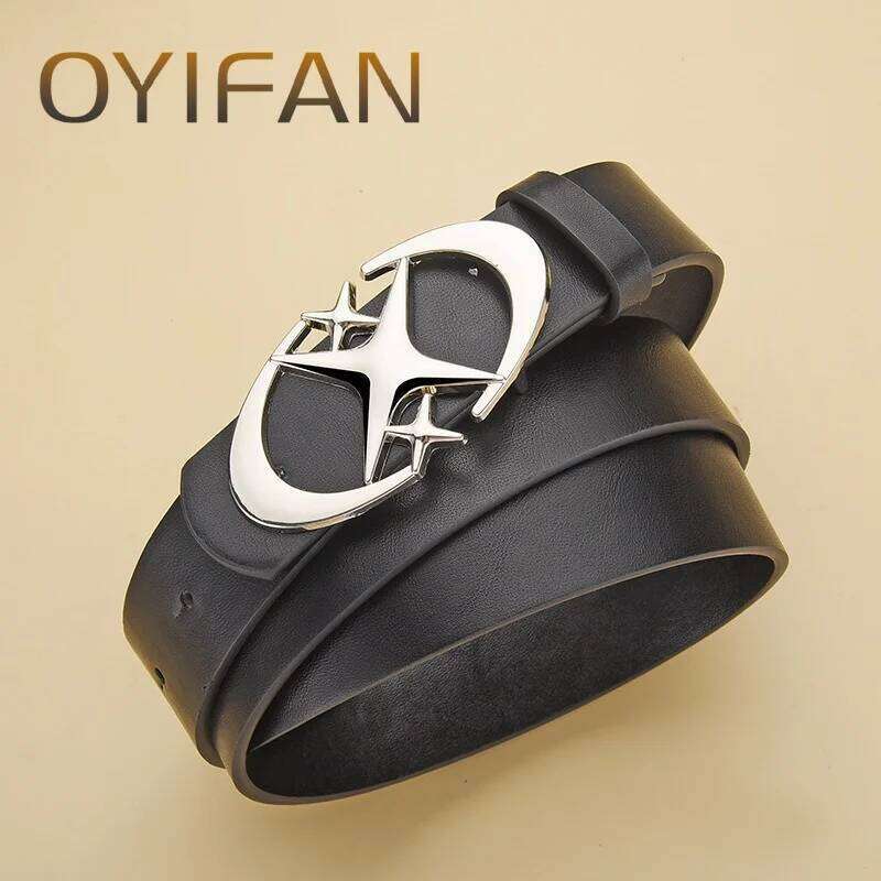 Stylish Oval Cross Metal Buckle Belt Durable Simple Universally Compatible Unisex Gift Idea for Men and Women Y260225