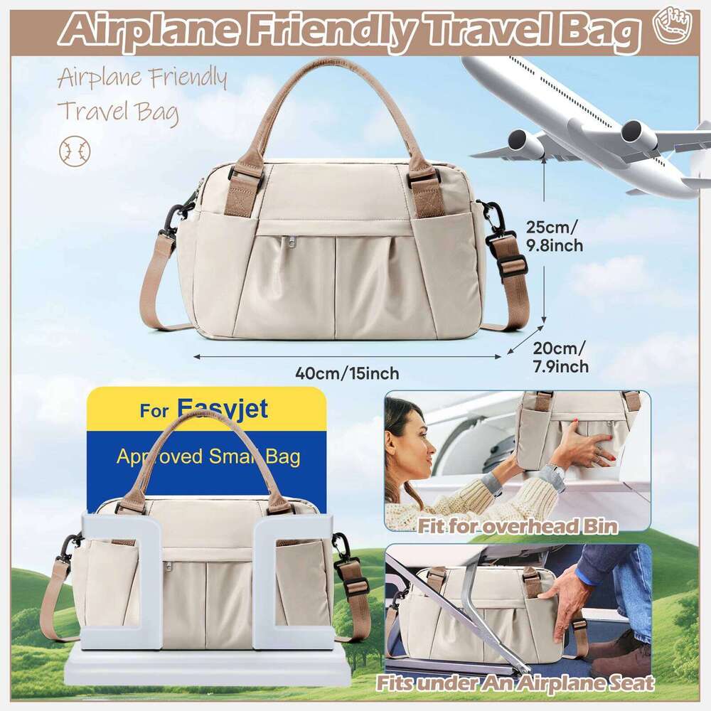 Large Capacity Lightweight Women's Overnight Tote for Gym, Outdoor Business Trips Travel Bag Ryanair Cabin 40x20x25 Y260225