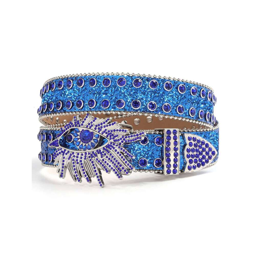 Luxury Men Women Western Cowboy With Diamond Bing Rhinestone Disco E Girls For Jeans Punk Rock Crystal Studded Belt Y260225