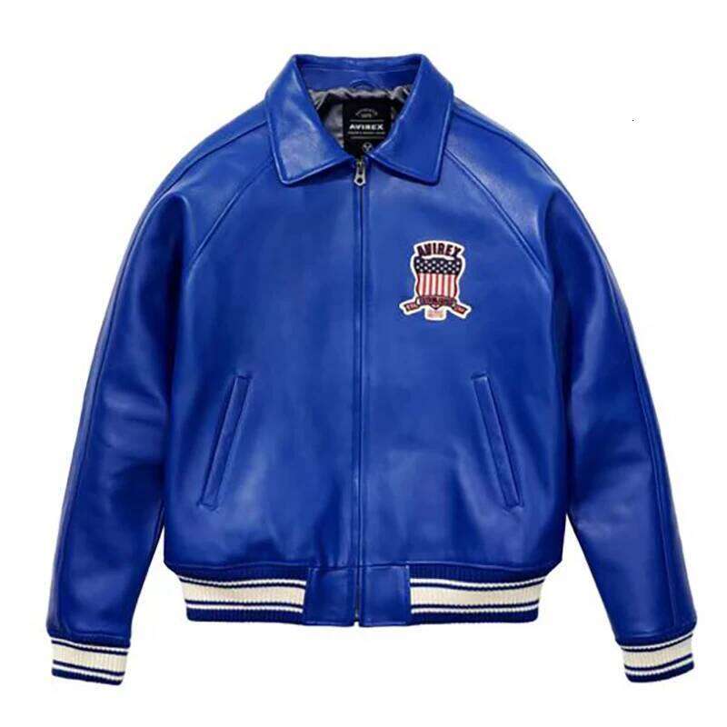 AVIREX Men's Genuine Leather Varsity Jacket Us plus size Thick European lambskin High Quality Embroidery Jackets Z260224