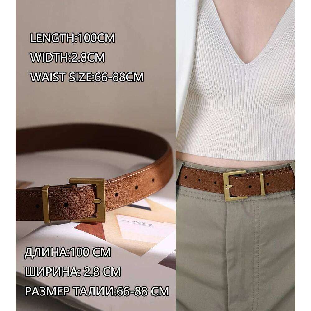 Fashion Suede Cowhide Womens Belts Genuine Leather 2.8cm Wide Metal Buckle Women Belt Matched Dress Jeans Skinny Girdle Y260225
