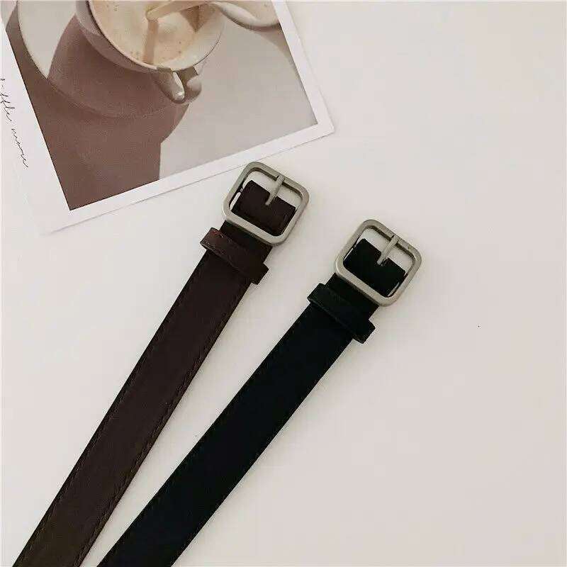 2013 new Korean fashion wild Chic students casual retro simple square buckle trouser belt men and women Y260225