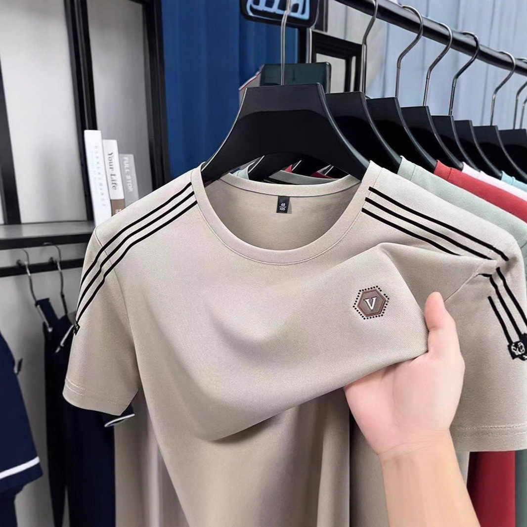2026 New Design Heavyweight Short-sleeved Men's T-shirt - White - Men's Clothing - Luxury Outdoor Men's Base Layer Top - Sweat-absorbin