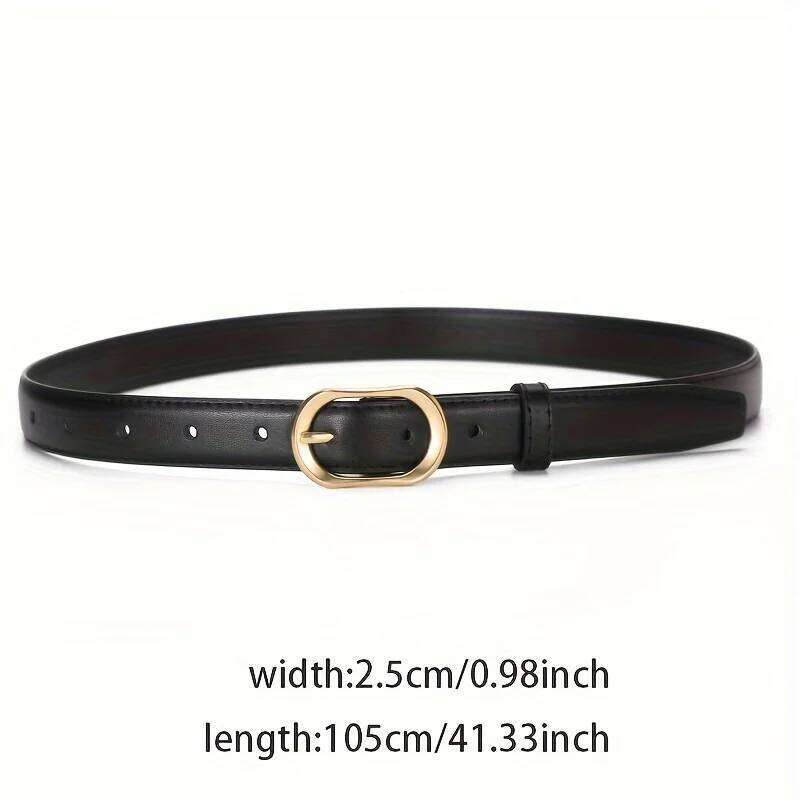 Personalized Retro Women's Golded Texture Pin Buckle Simple and Versatile PU Leather Jeans Belt Y260225