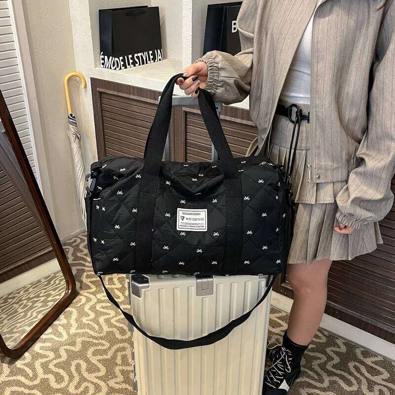 Bow Large Capacity Waterproof Tote Handbag Travel Duffle Women Yoga Fitness Sport Bags with Shoe Compartment Y260225
