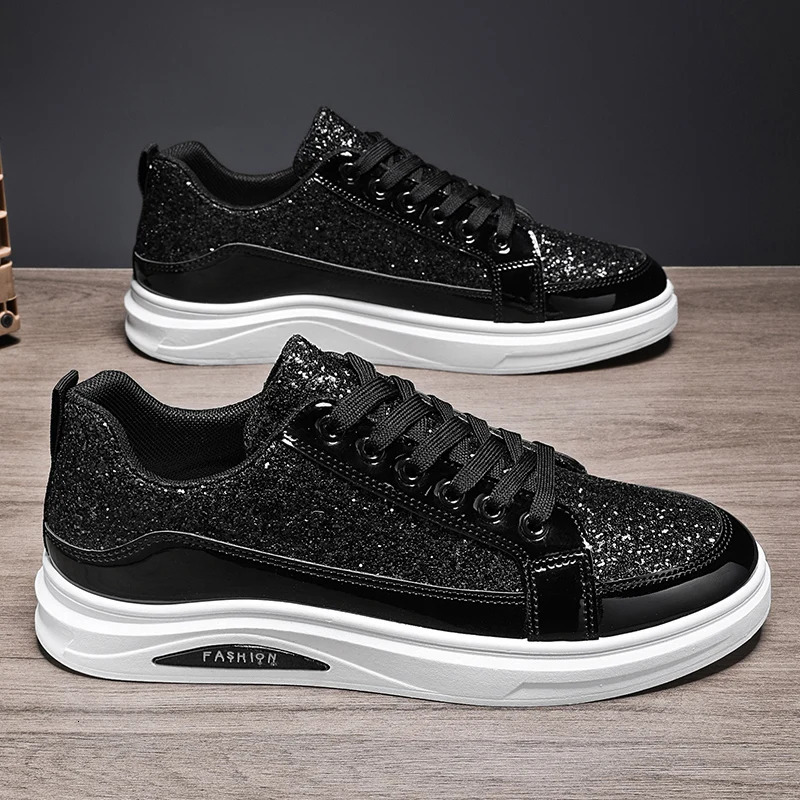 Spring and Autumn Personalized Sequin Mens Shoes Fashionable British Style Casual Trendy Versatile LowTop Sports Sneakers 260208