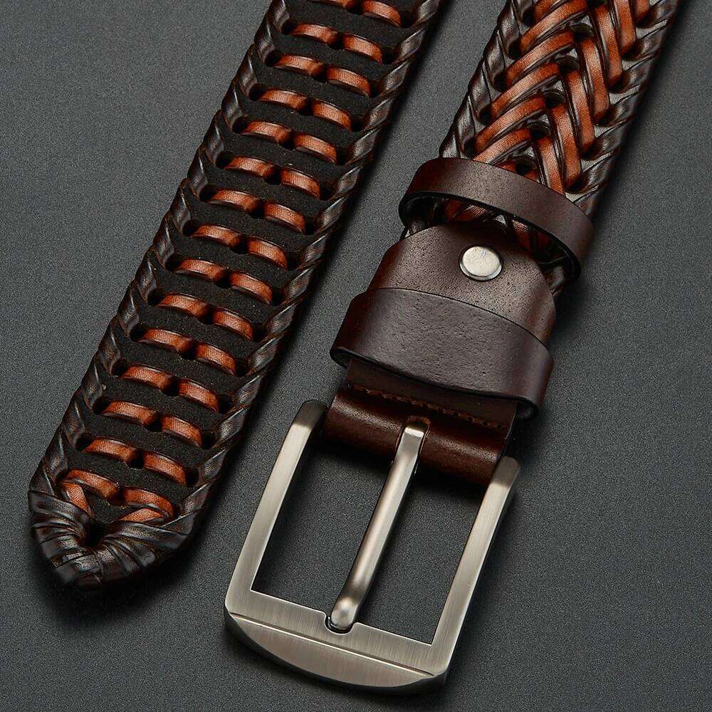 LUCKACE Genuine Leather Casual Men's Trendy Golf Belts Knitted Belt With Alloy Buckle Best Gift Choice for Boyfriend/Husban Y260225