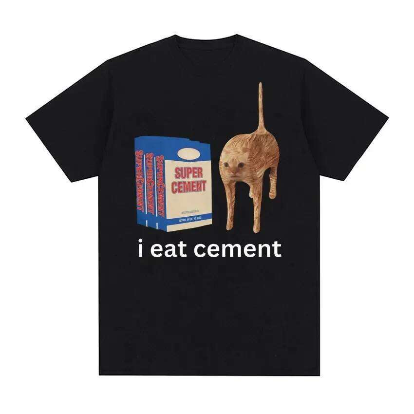 I Eat Cement Cursed Cat Funny Meme Shirt for Women Fashion Casual Short Sleeve T Shirts Female T-shirt Tops women clothes C260225